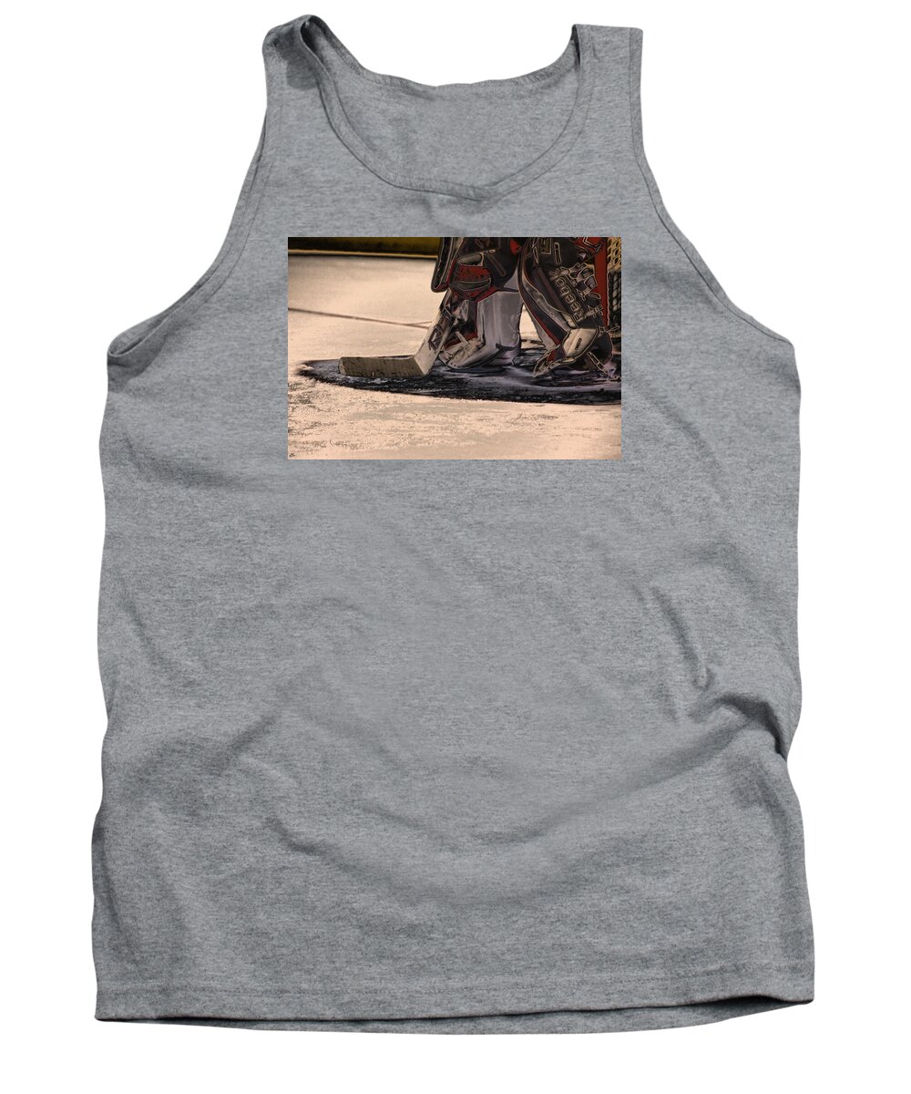 Hockey Tank Top featuring the photograph The Goalies Crease by Karol Livote