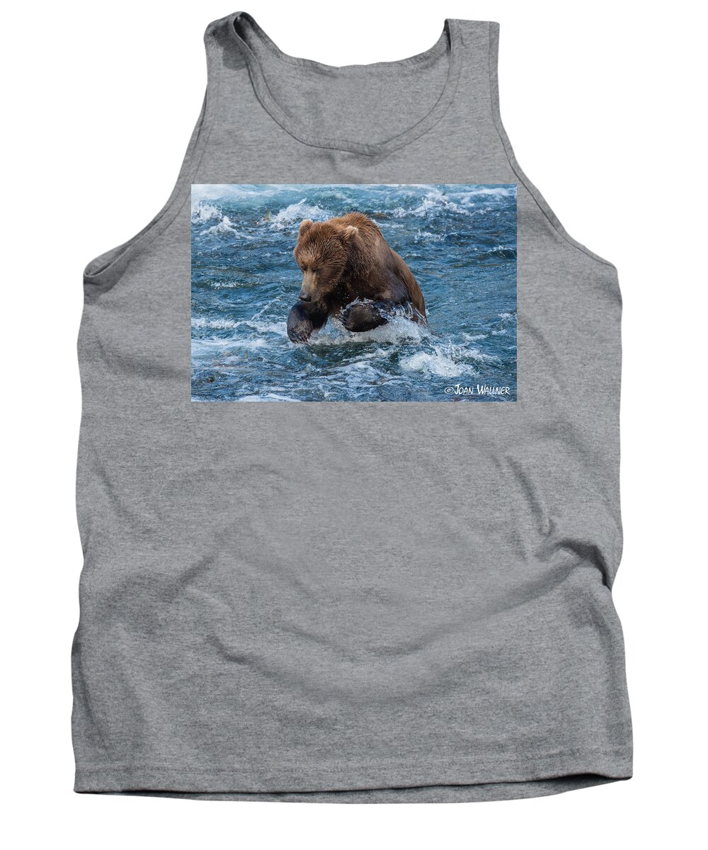 Alaska Tank Top featuring the photograph The grizzly plunge by Joan Wallner