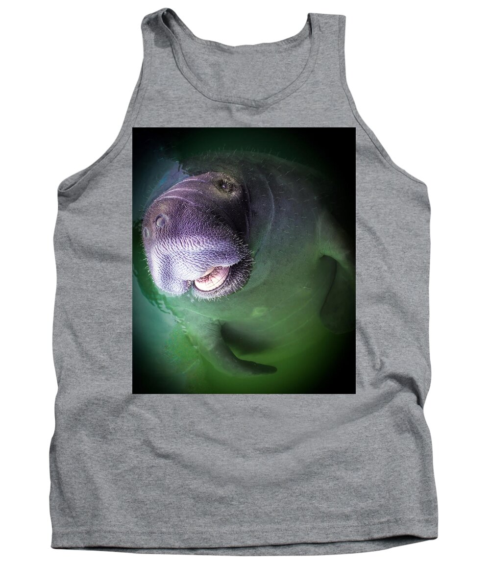 Manatees Tank Top featuring the photograph The Happy Manatee by Karen Wiles