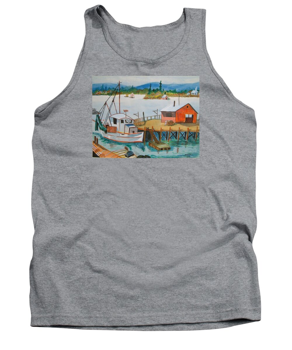 Water Tank Top featuring the painting The Harbour by Manjiri Kanvinde
