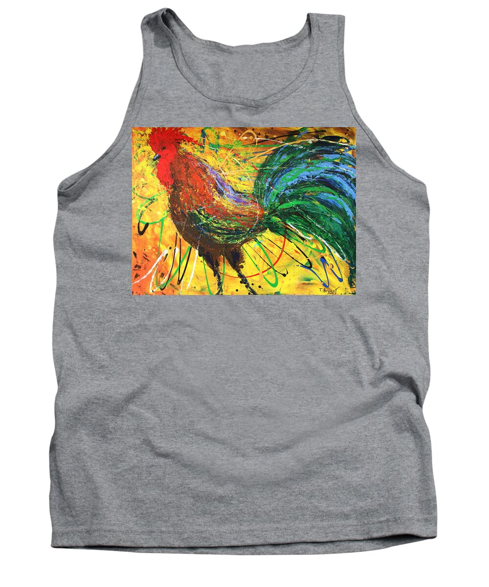 The King Tank Top featuring the painting The King Rooster by Thomas Bryant