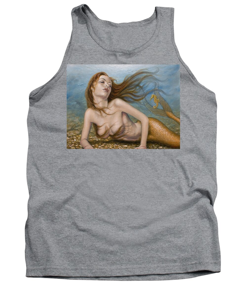 Seahorse Tank Top featuring the painting Forever friends by John Silver