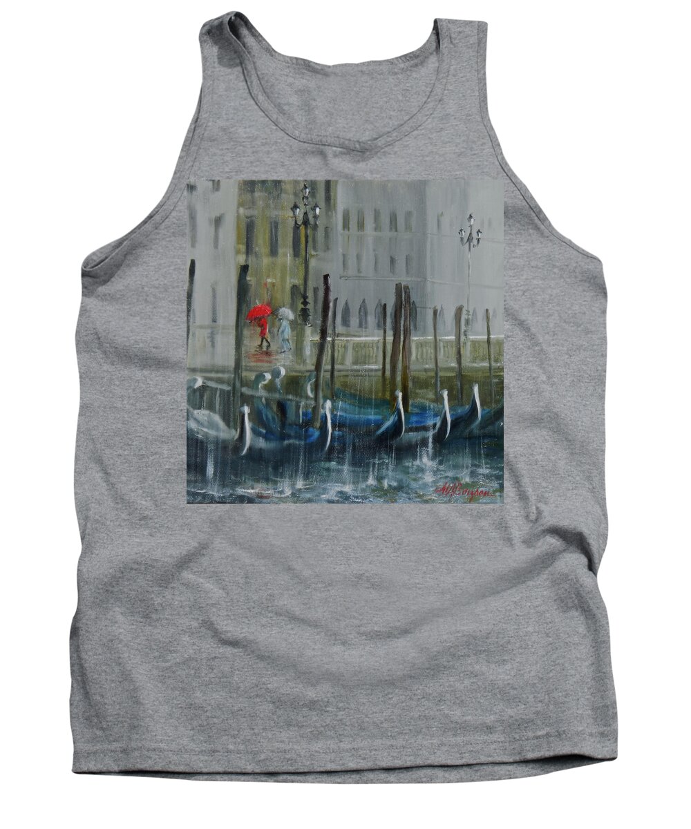 Venice Tank Top featuring the painting The Red Umbrella by Maryann Boysen