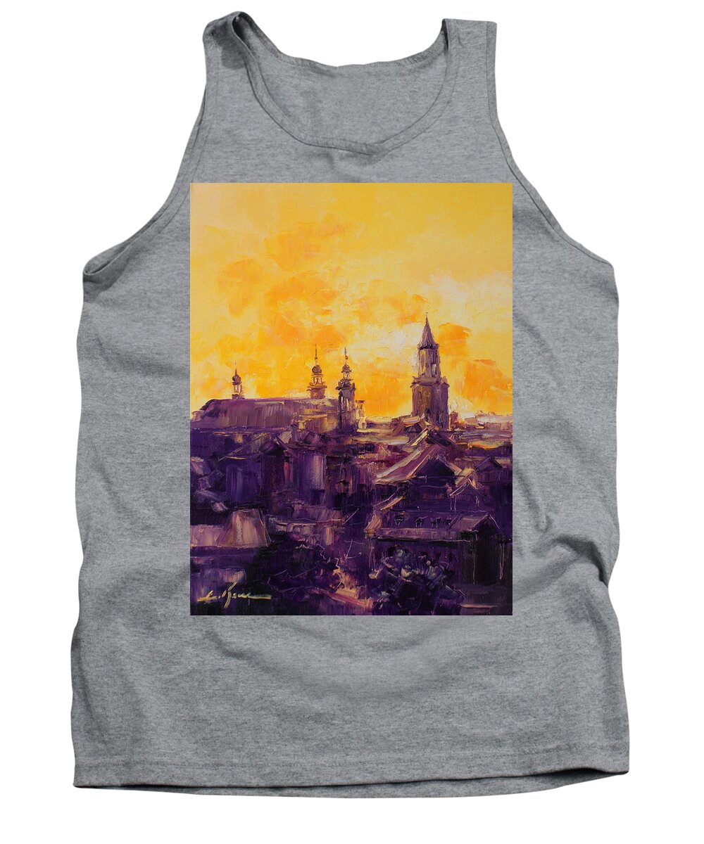 Lublin Tank Top featuring the painting The Roofs of Lublin by Luke Karcz