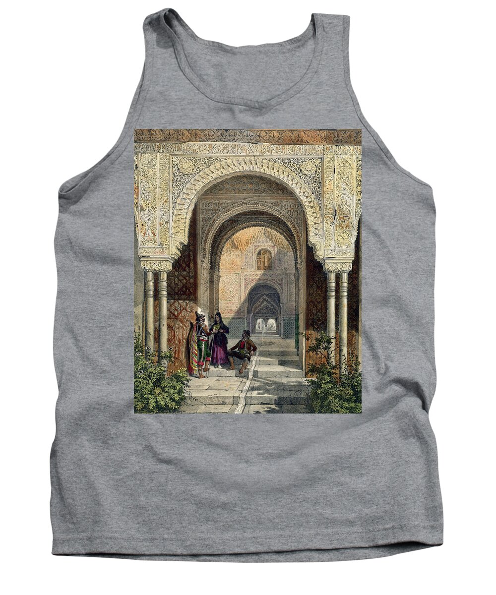 Architecture Tank Top featuring the drawing The Room Of The Two Sisters by Leon Auguste Asselineau
