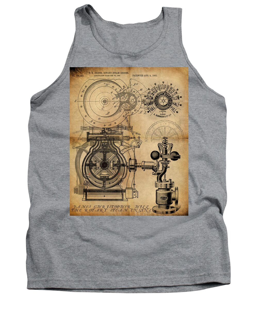 Steampunk Tank Top featuring the painting The Rotary Engine by James Hill