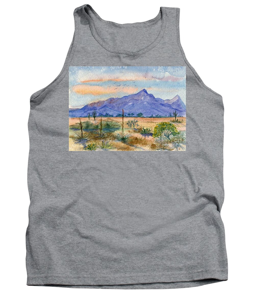 Arizona Landscape Tank Top featuring the painting The San Tans by Marilyn Smith