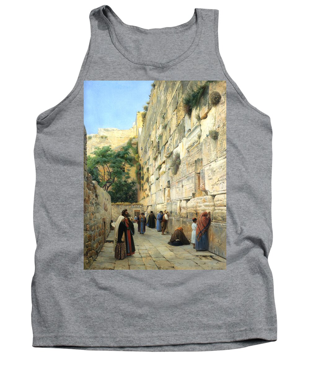 The Wailing Wall Jerusalem Tank Top featuring the digital art The Wailing Wall Jerusalem by Gustav Bauernfeind