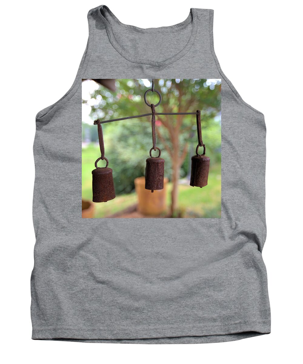 6084 Tank Top featuring the photograph Three Bells - Square by Gordon Elwell
