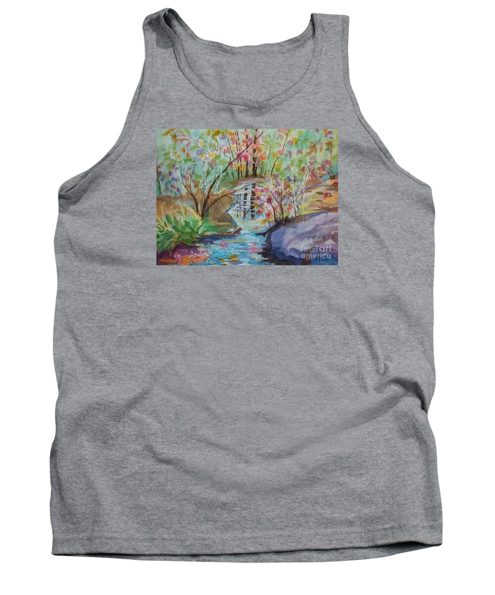 Thunder Mountain Tank Top featuring the painting Thunder Mountain Mystery by Ellen Levinson