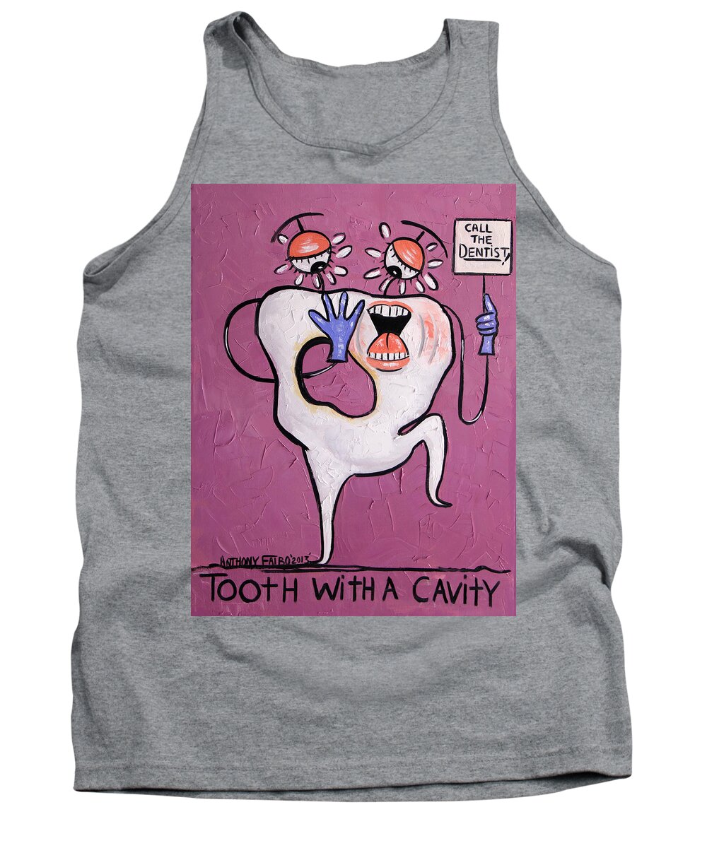 Tooth With A Cavity Tank Top featuring the painting Tooth With A Cavity Dental Art By Anthony Falbo by Anthony Falbo