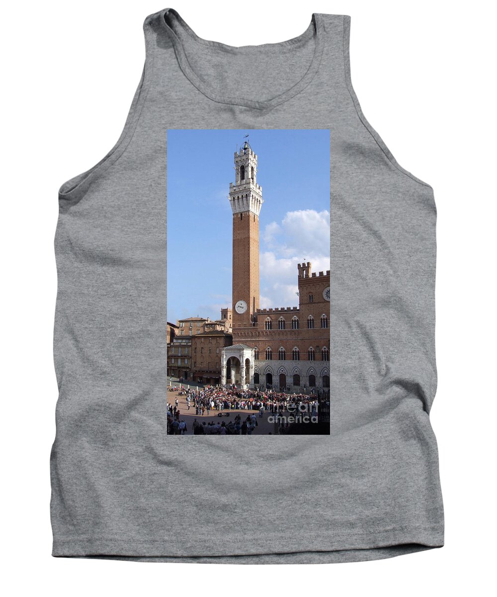Torre Del Mangia Tank Top featuring the photograph Torre del Mangia - Piazza del Campo - Siena by Phil Banks