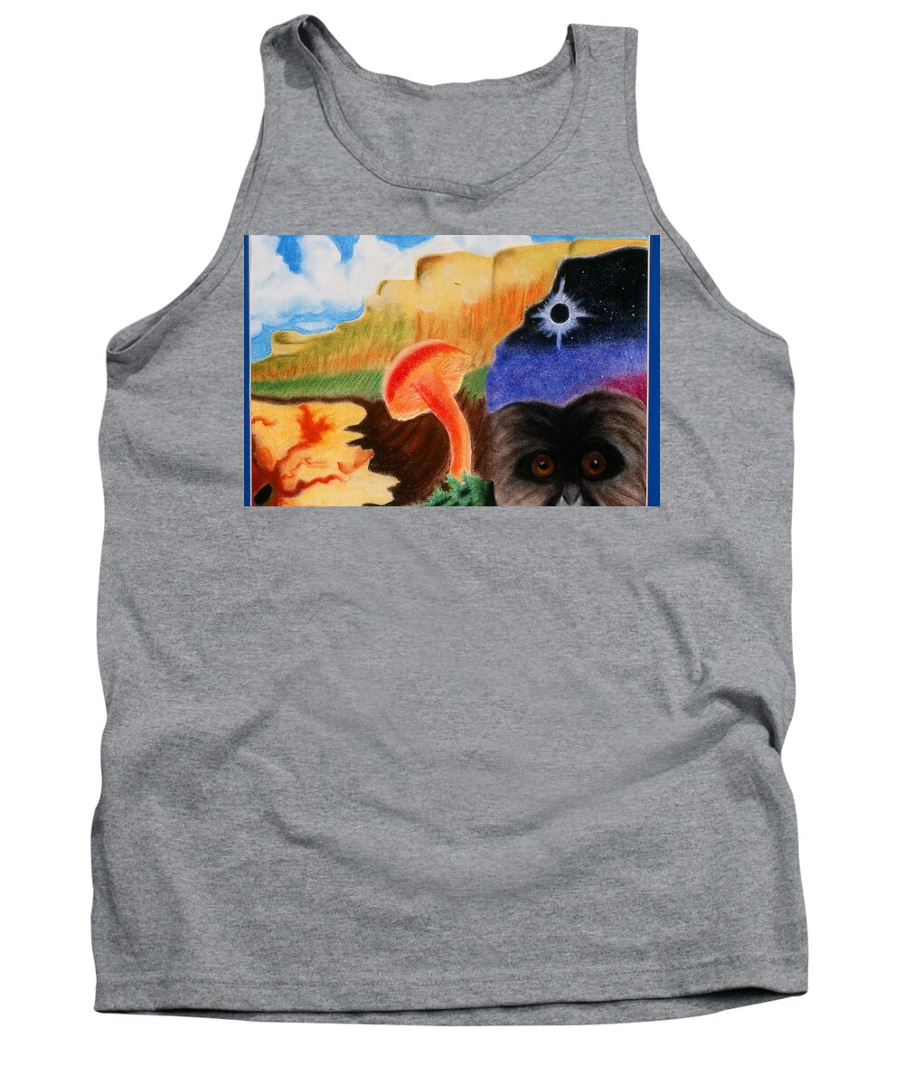 Pastel Tank Top featuring the drawing Total Eclispe        by Karen Buford