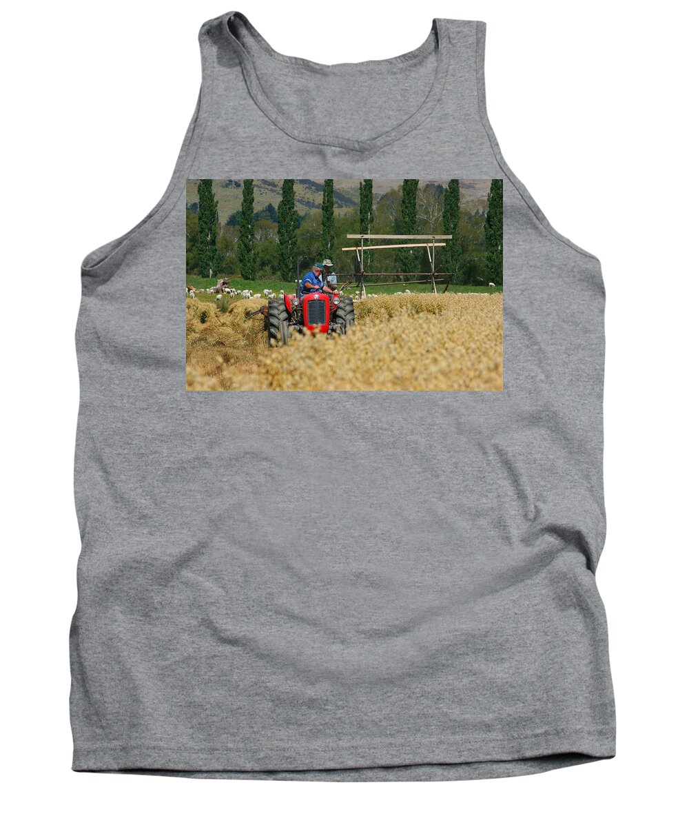Mccormick Binder Tank Top featuring the photograph Tractor and Thresher by Amanda Stadther