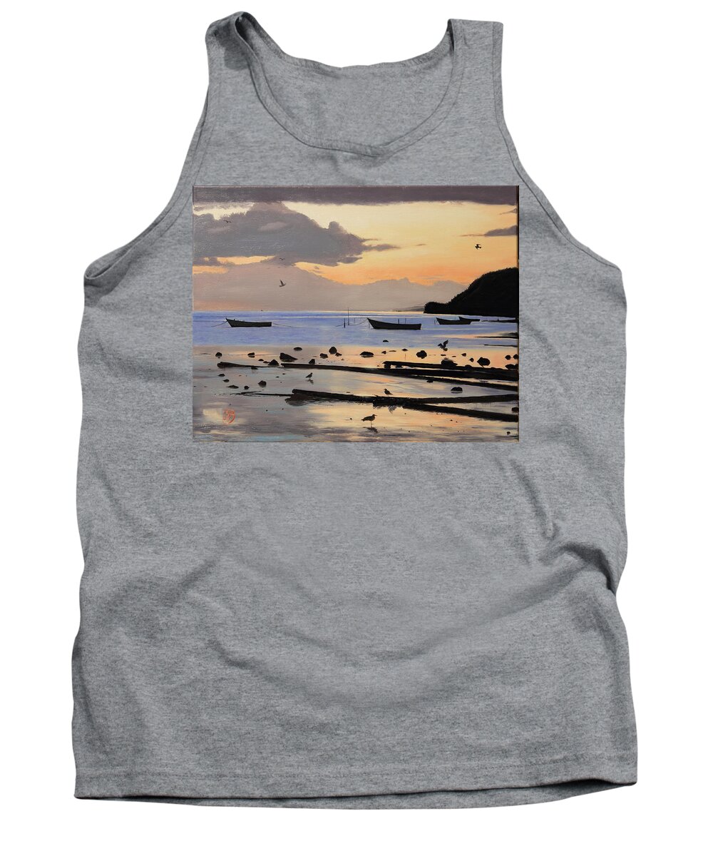 Seascape Tank Top featuring the painting Tranquil Dawn by Glenn Beasley