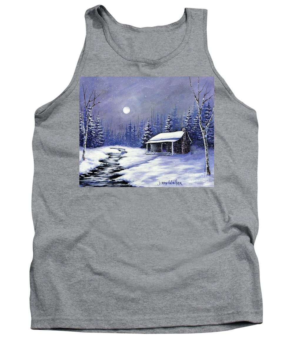 Landscape Tank Top featuring the painting Trapper's Cabin by Jerry Walker