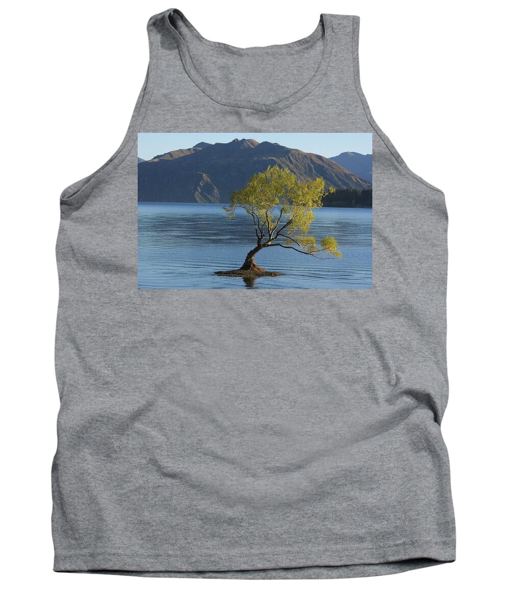 New Zealand Tank Top featuring the photograph Tree in Lake Wanaka by Stuart Litoff