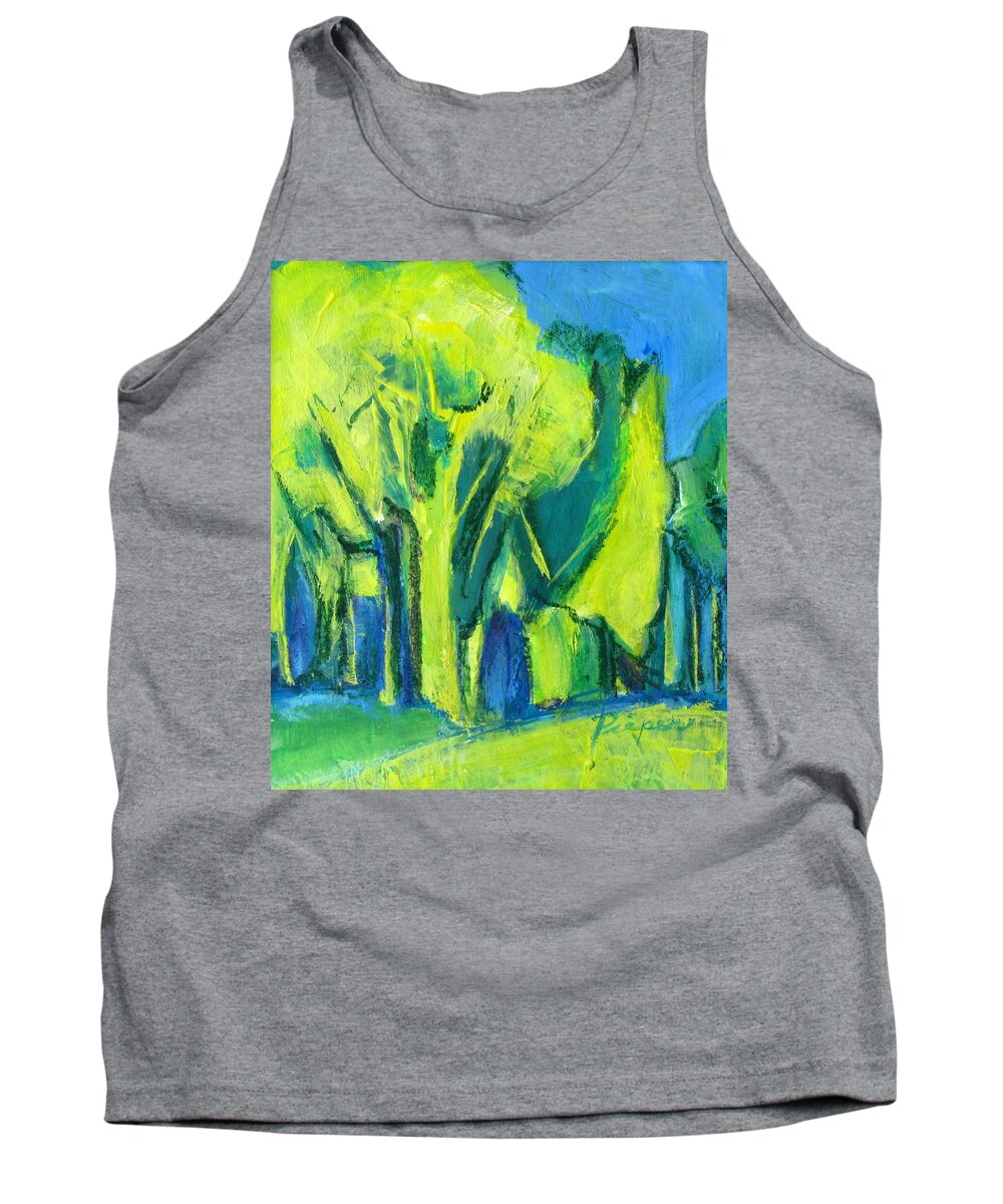 Spring Yellow And Green Tank Top featuring the painting Trees by Betty Pieper