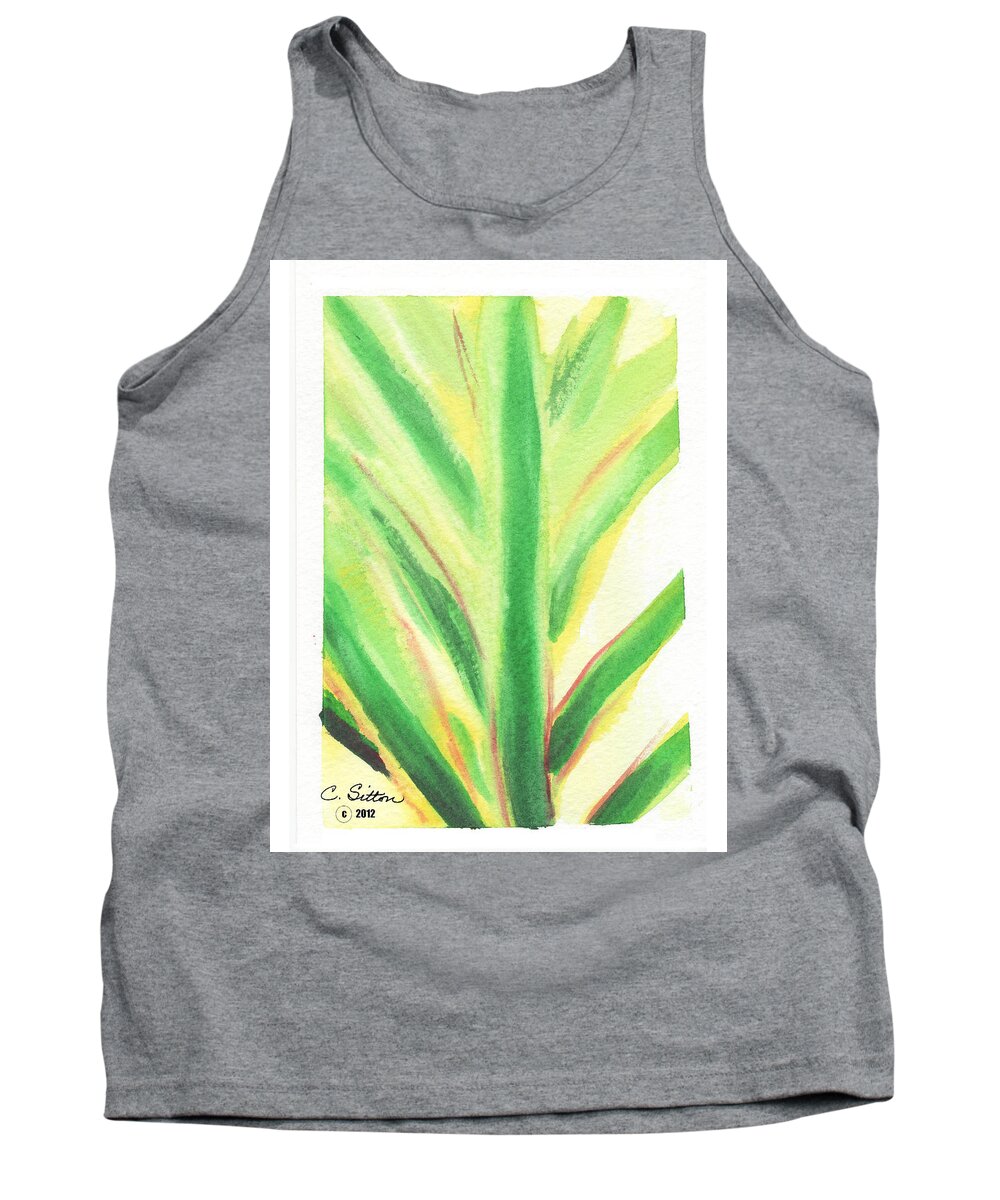 C Sitton Painting Paintings Tank Top featuring the painting Tropical Leaf by C Sitton