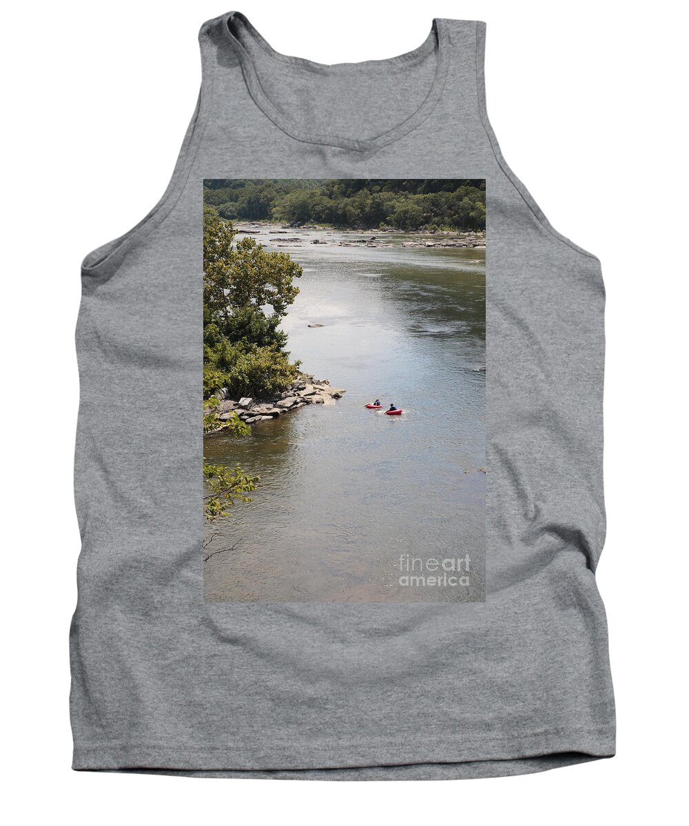 Potomac Tank Top featuring the photograph Tubing on the Potomac River at Harpers Ferry by William Kuta