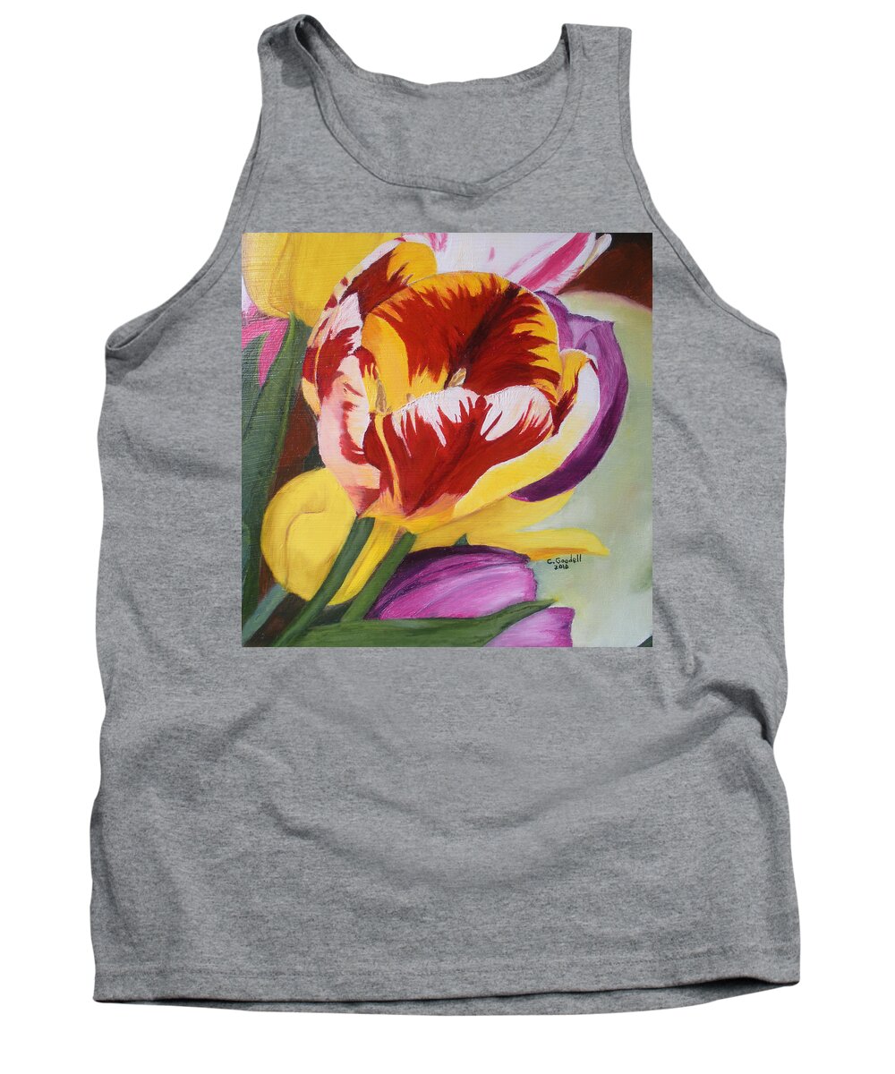 Tulips Tank Top featuring the painting Tulips by Claudia Goodell