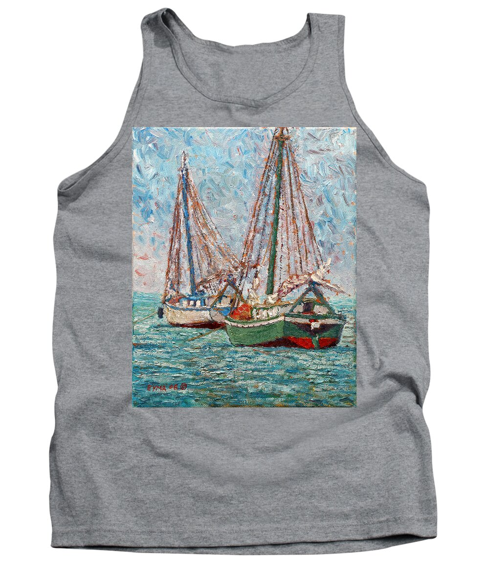 Twin Boats Tank Top featuring the painting Twin Boats by Ritchie Eyma