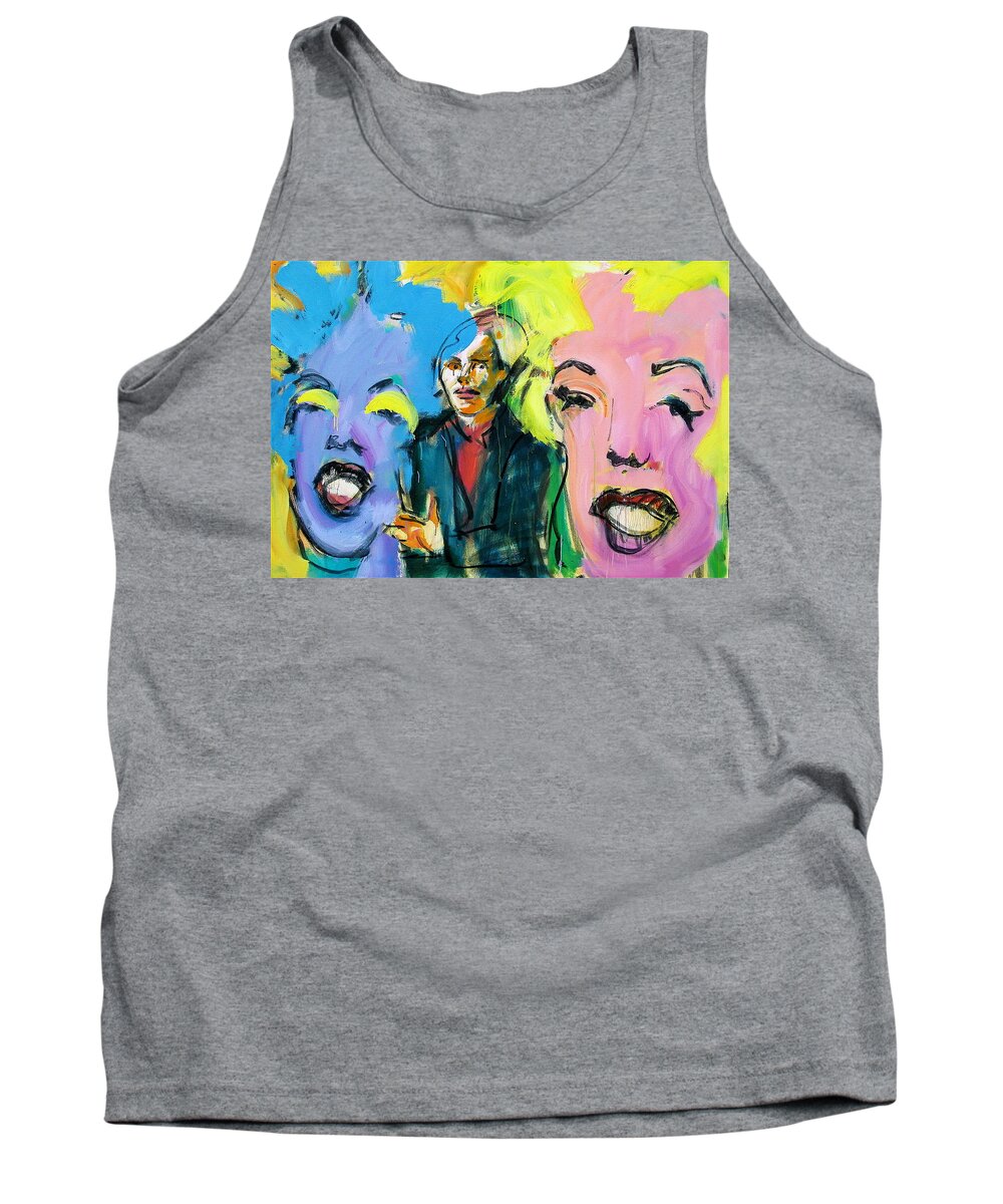 Andy Warhol Tank Top featuring the painting Unfinished Andy by Les Leffingwell