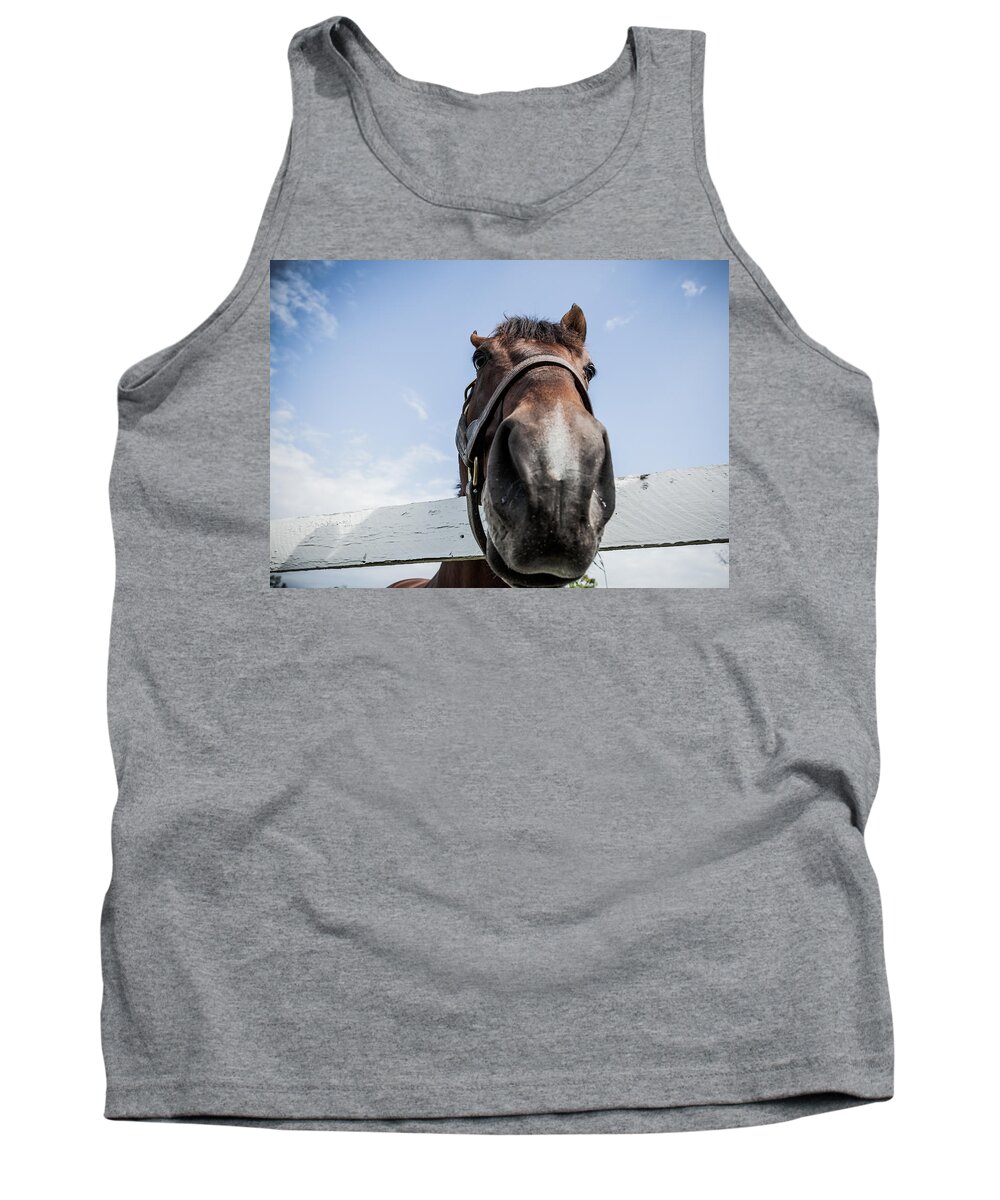 Horse Tank Top featuring the photograph Up close by Alexey Stiop