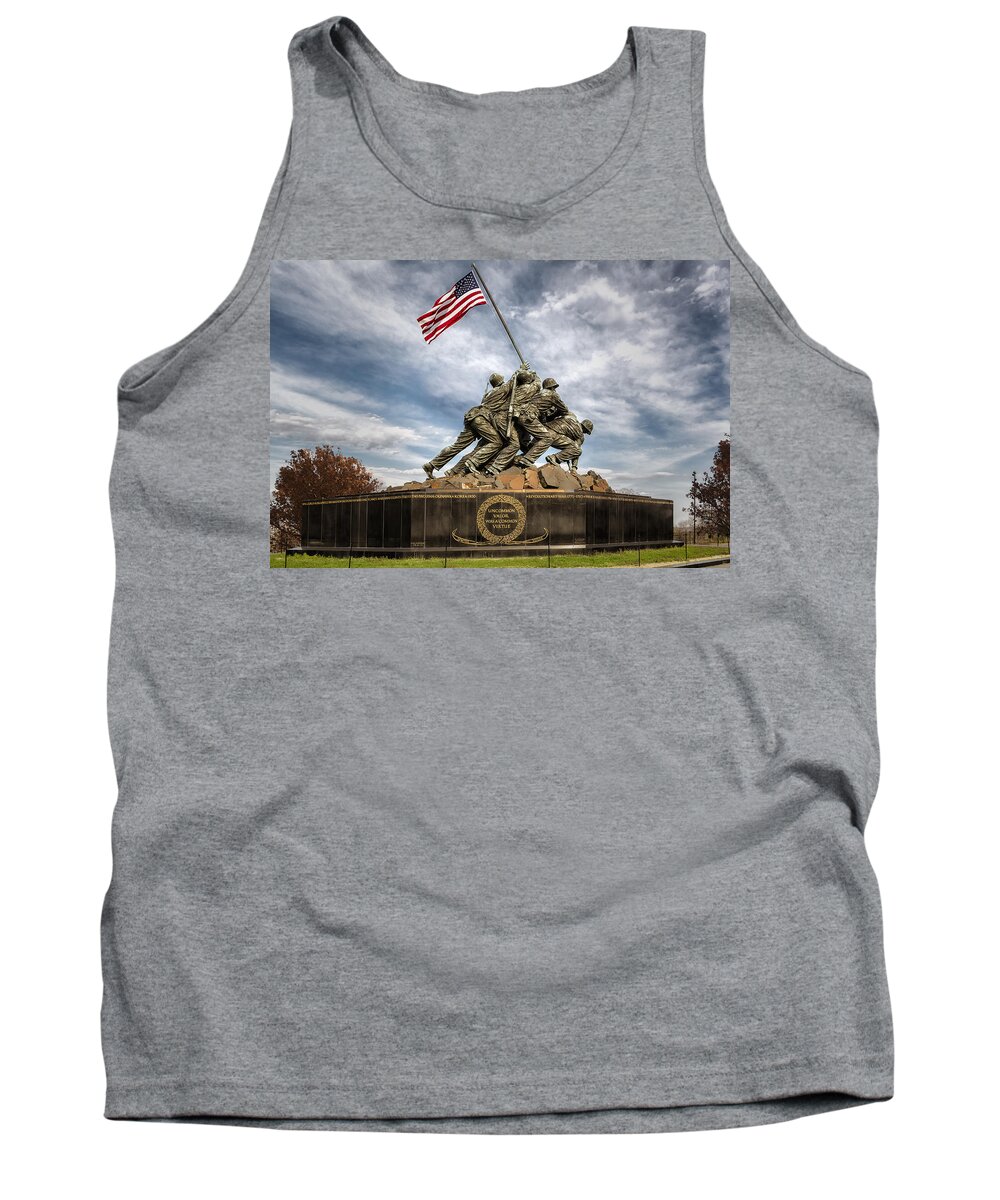 Iwo Jima Tank Top featuring the photograph USMC Iwo Jima Memorial by Susan Candelario