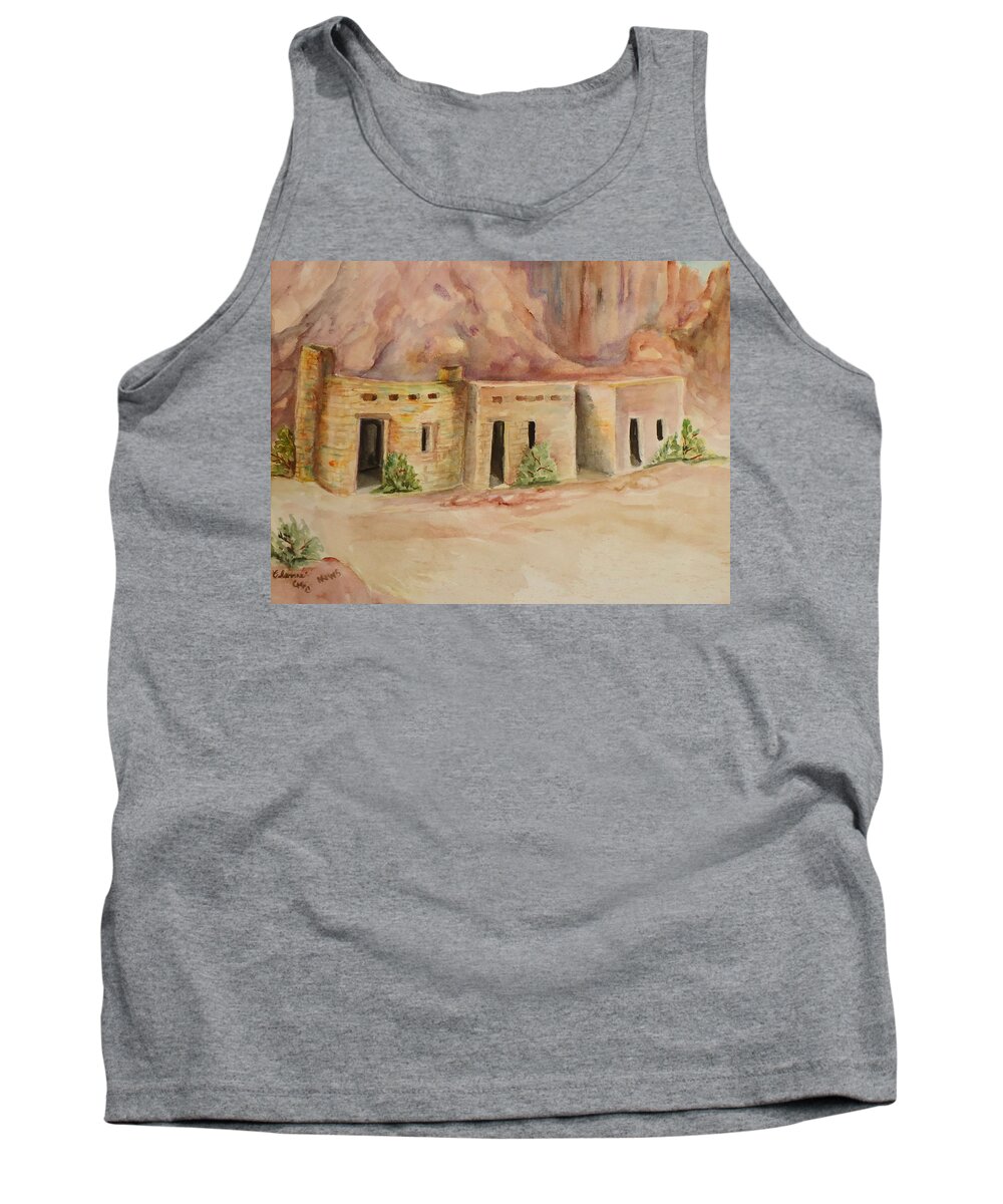 The Oldest Man-made Structures In The Valley Of Fire Tank Top featuring the painting Valley of Fire Cabins by Charme Curtin