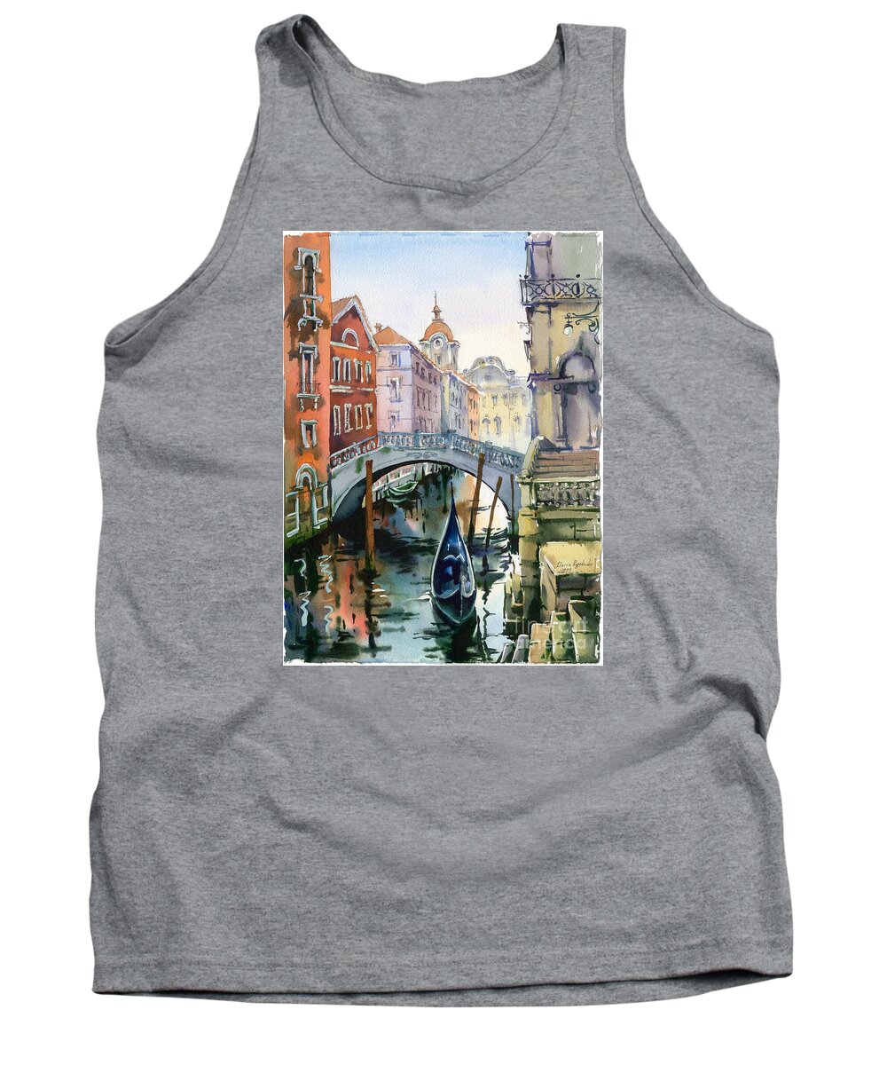 Venetian Canal Tank Top featuring the painting Venetian Canal VI by Maria Rabinky