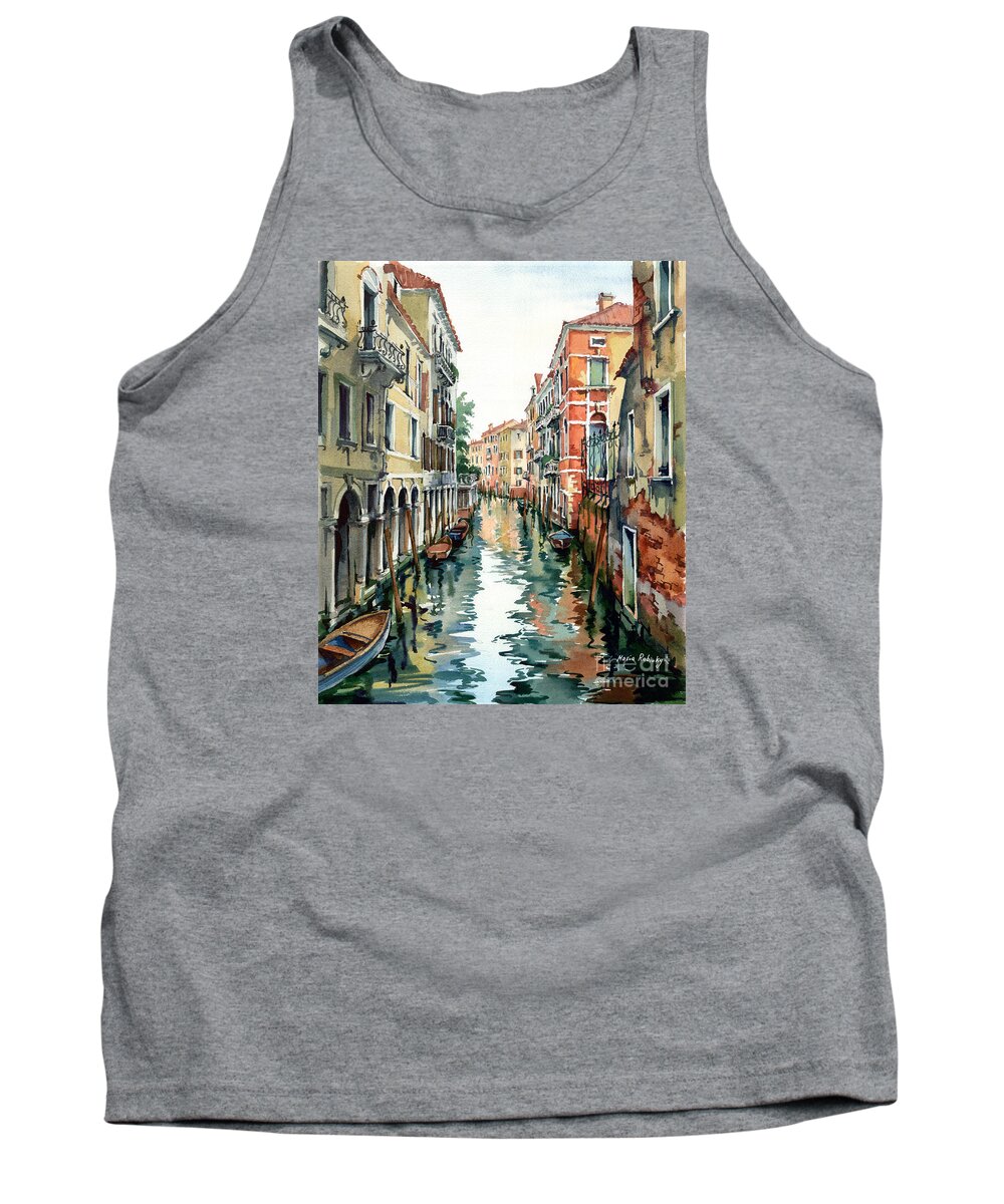 Venetian Canal Tank Top featuring the painting Venetian Canal VII by Maria Rabinky