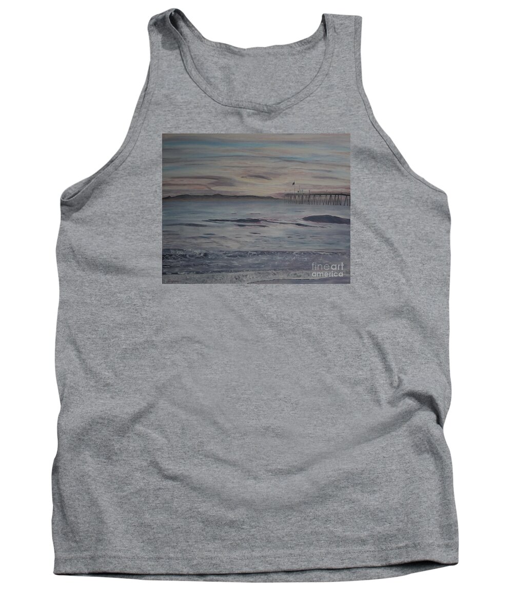 Surf Tank Top featuring the painting Ventura Pier High Surf by Ian Donley