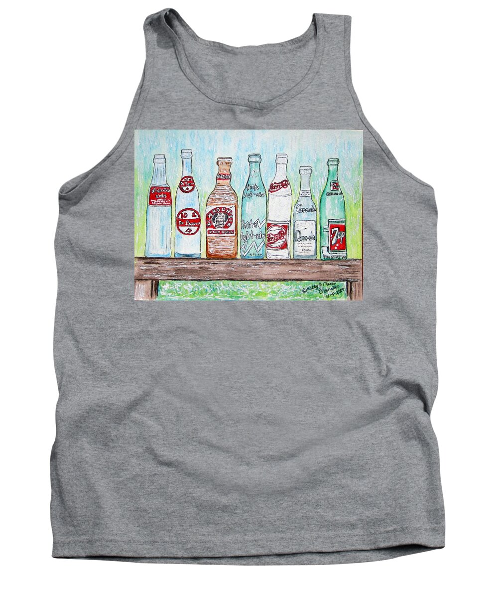 Vintage Tank Top featuring the painting Vintage Pop Bottles by Kathy Marrs Chandler