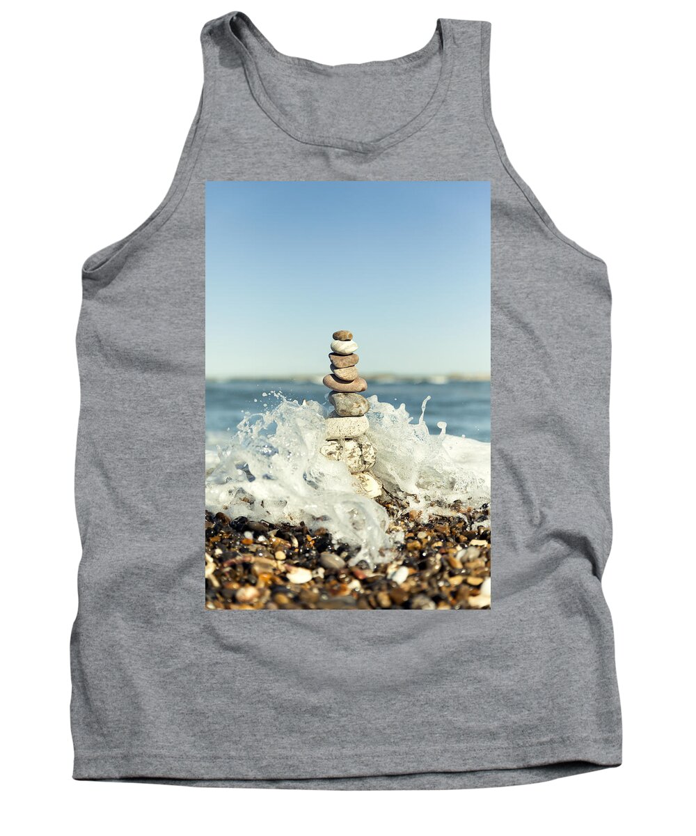 Stones Tank Top featuring the photograph Beach stones by Mike Santis