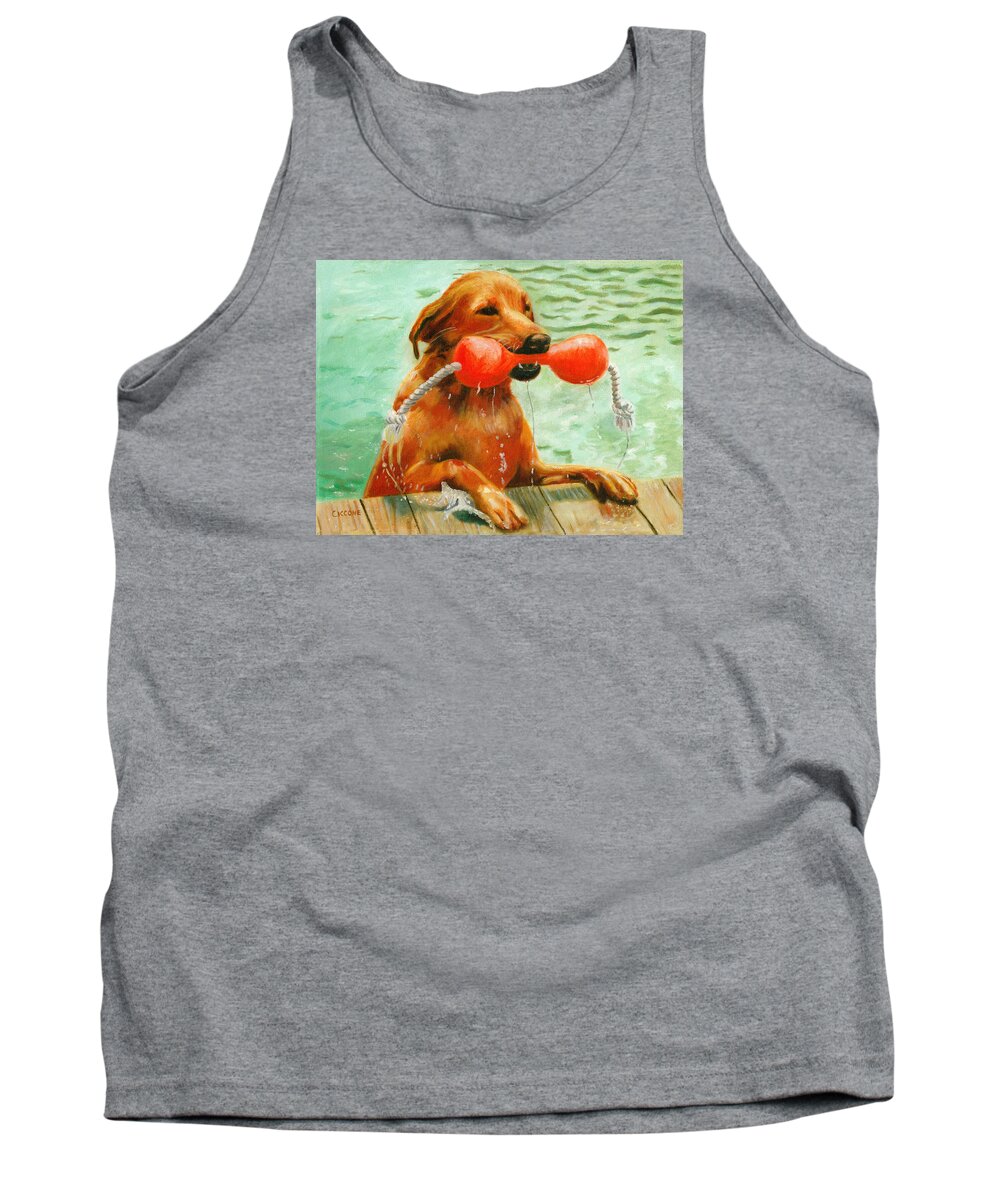 Dog Tank Top featuring the painting Waterdog by Jill Ciccone Pike