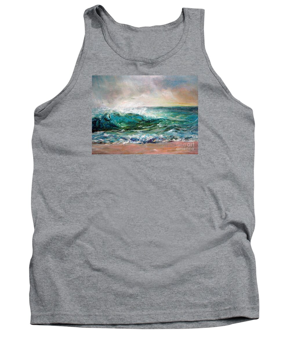 Waves Tank Top featuring the painting Waves by Jieming Wang