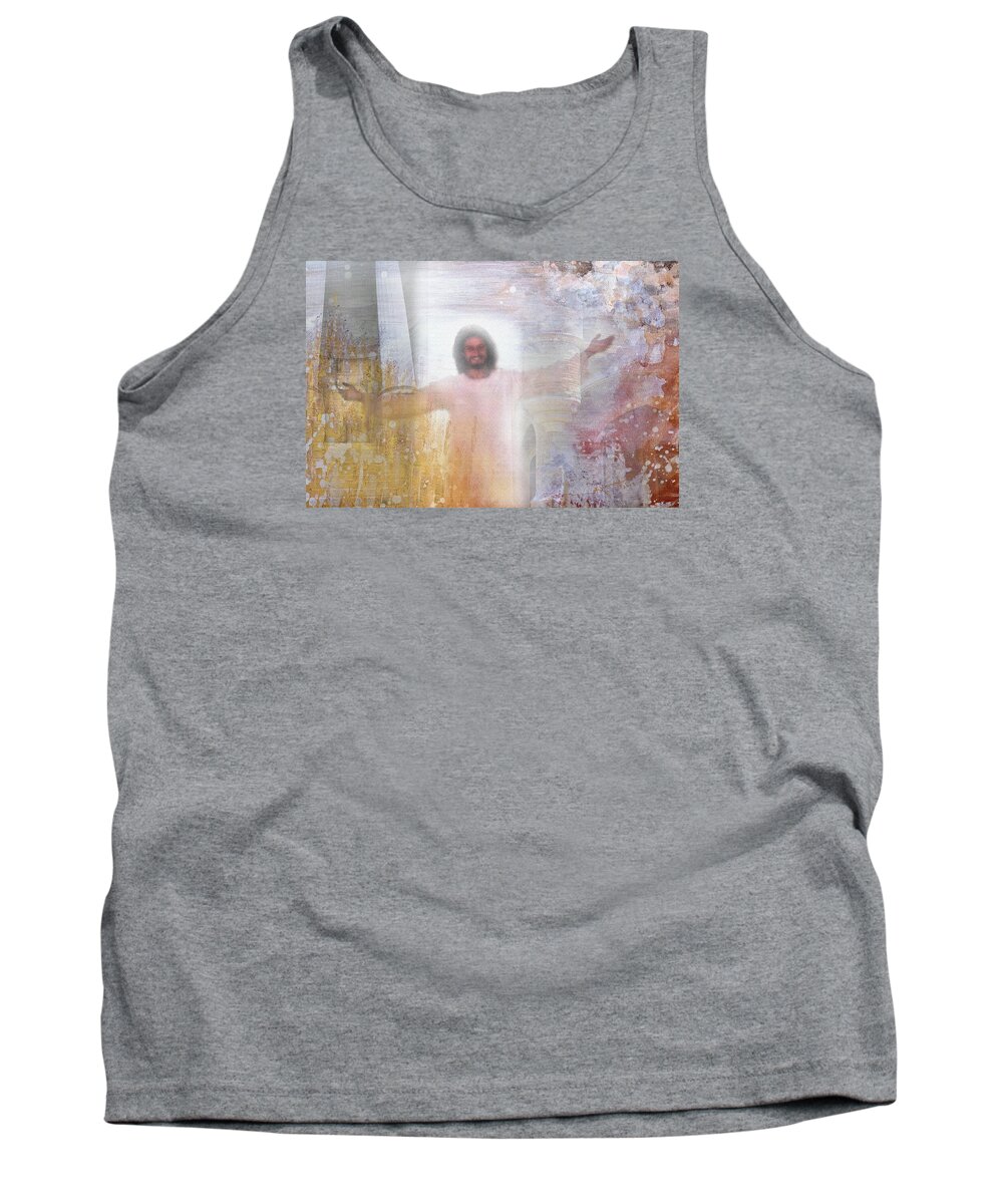 Matthew 11:28 Tank Top featuring the mixed media Welcome by Kume Bryant