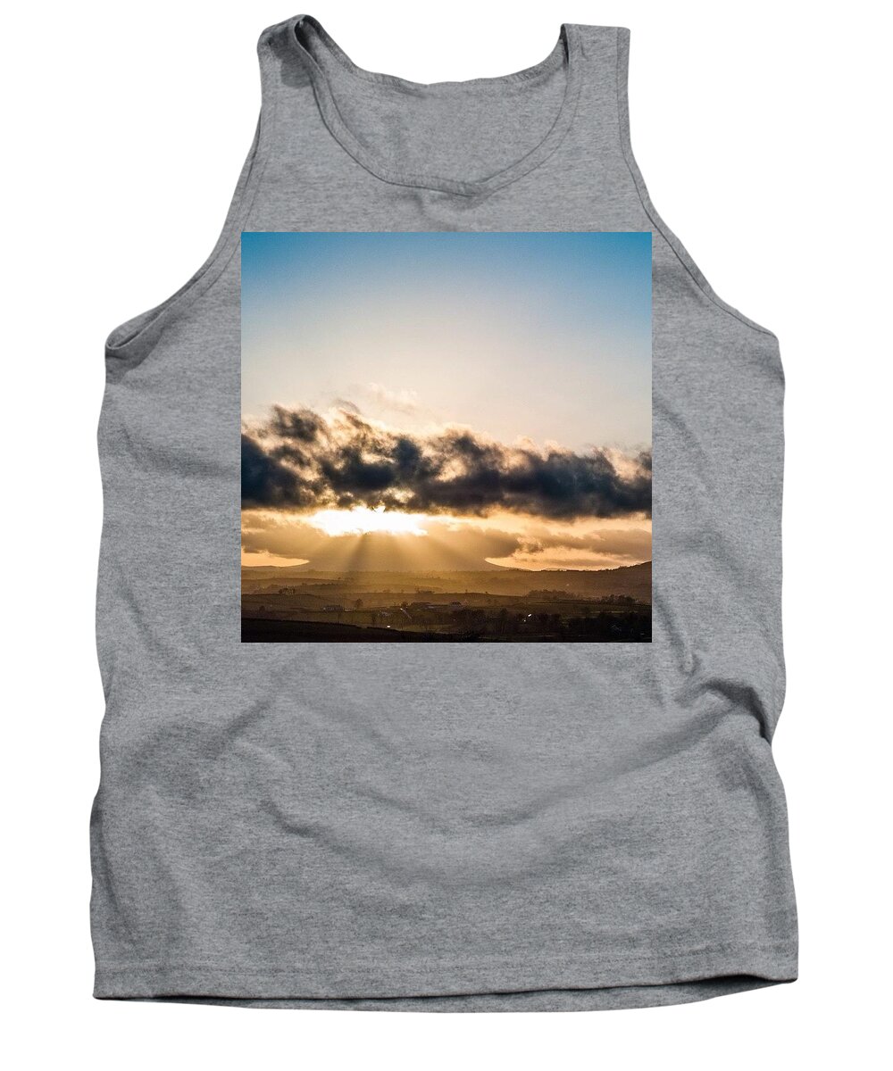 Golden Tank Top featuring the photograph Where The Sun Sets In A Golden Glow by Aleck Cartwright
