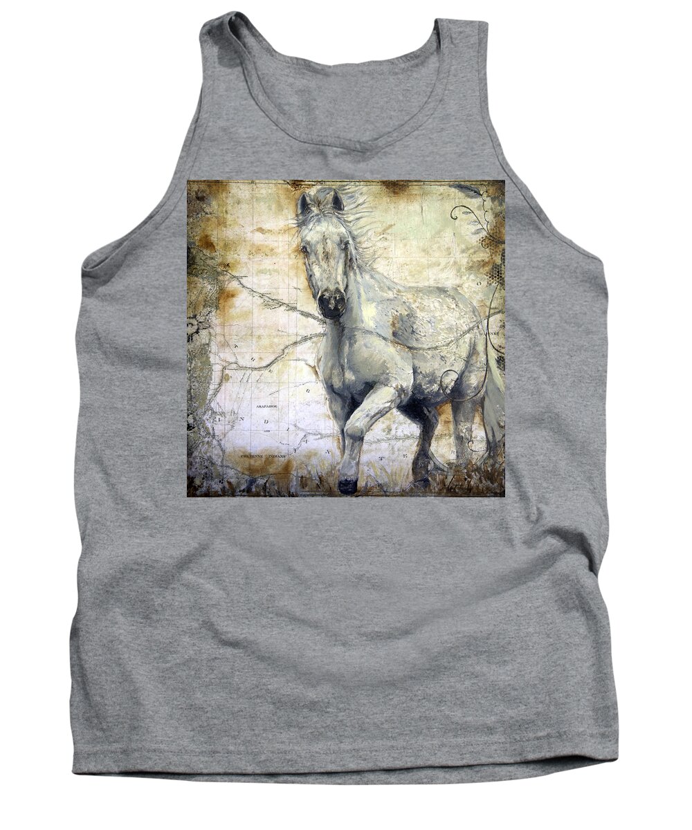 Horse Tank Top featuring the painting Whipsers Across the Steppe by Portraits By NC