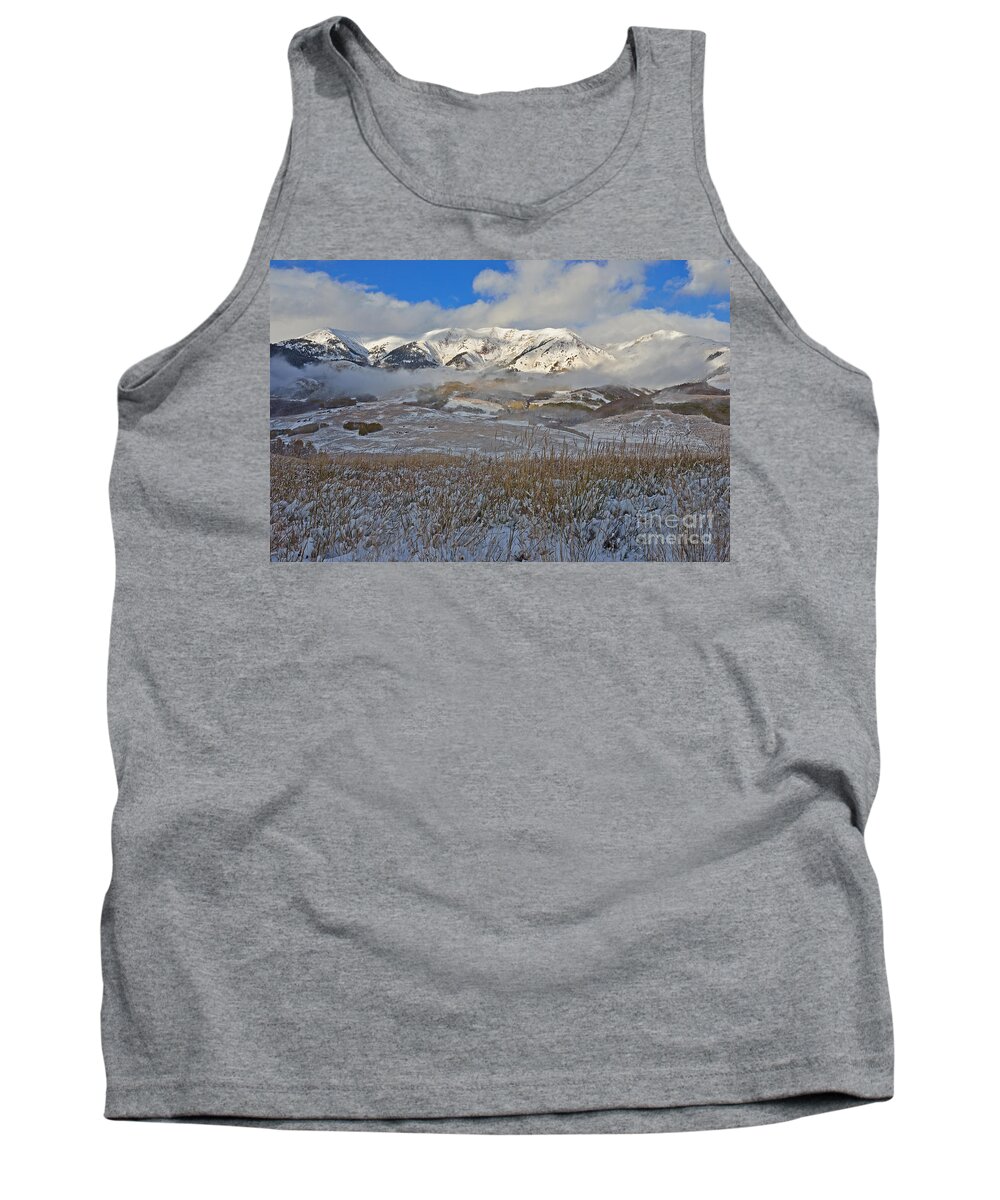 Whiterock Mountain Tank Top featuring the photograph Whiterock Winter Mist by Kelly Black