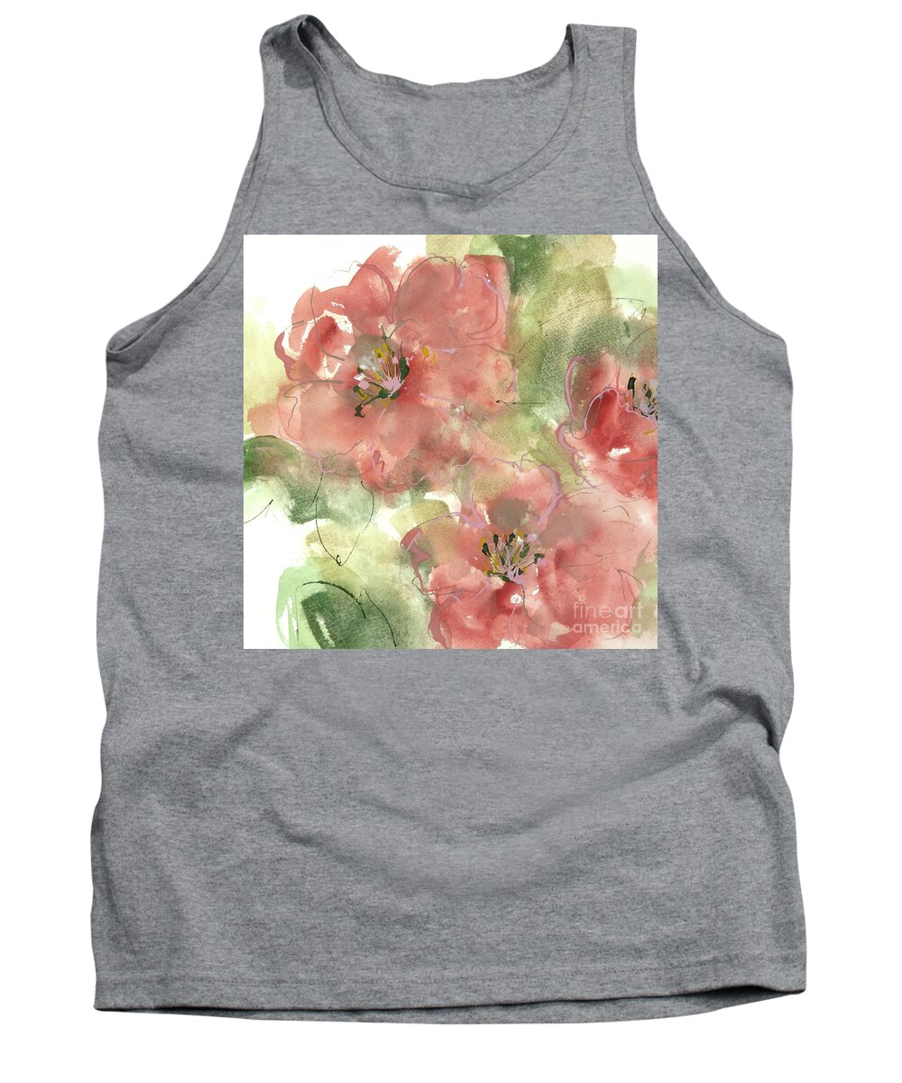 Original Watercolors Tank Top featuring the painting Wild Camellia 1 by Chris Paschke