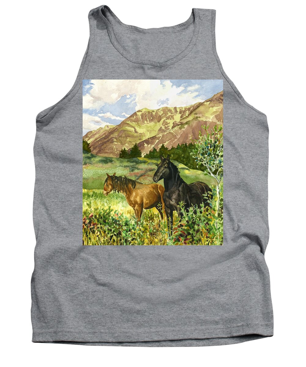 Horse Painting Tank Top featuring the painting Wild Horses by Anne Gifford