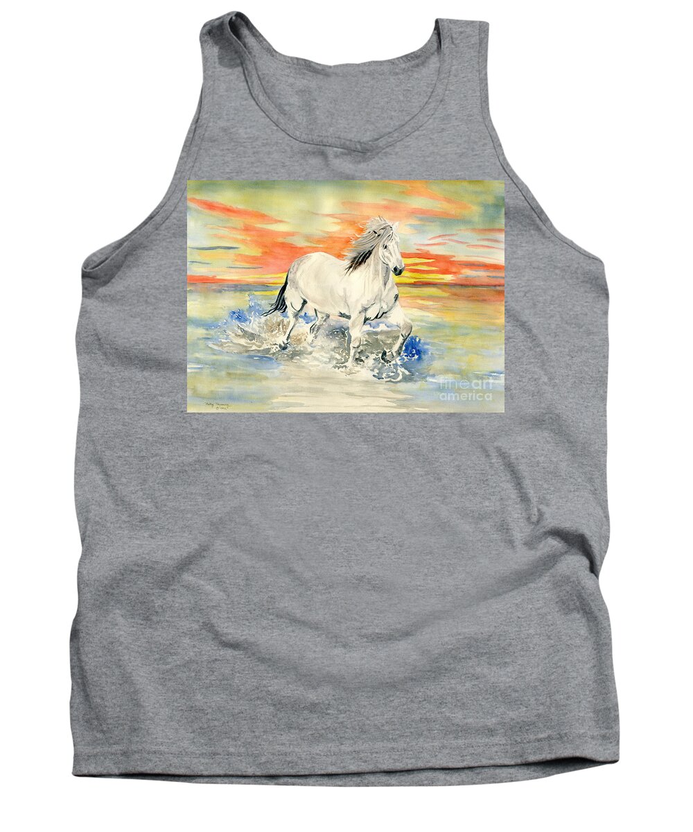 Wild White Horse Tank Top featuring the painting Wild White Horse by Melly Terpening