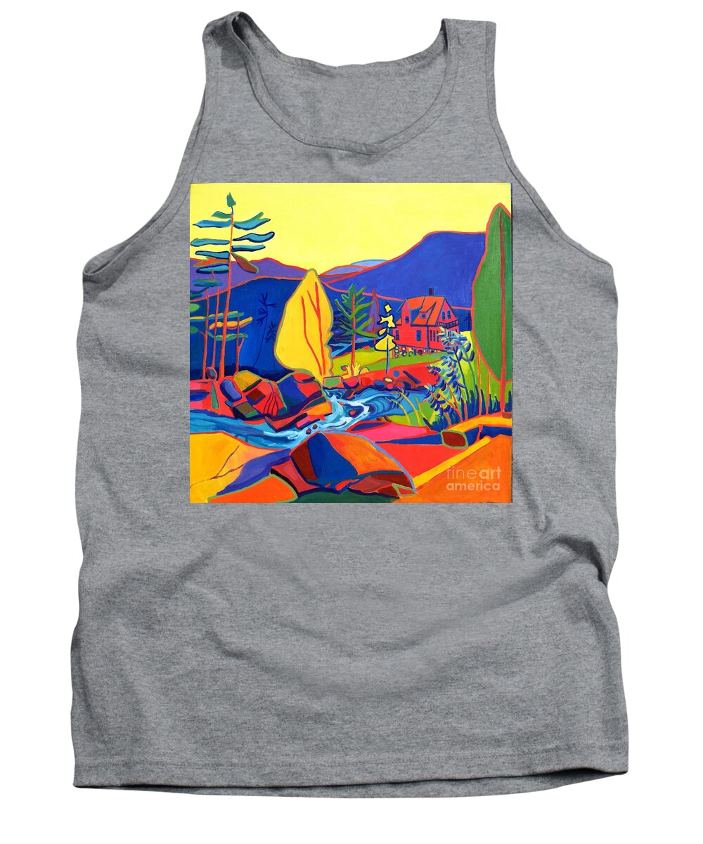 Landscape Tank Top featuring the painting Wildcat River House by Debra Bretton Robinson