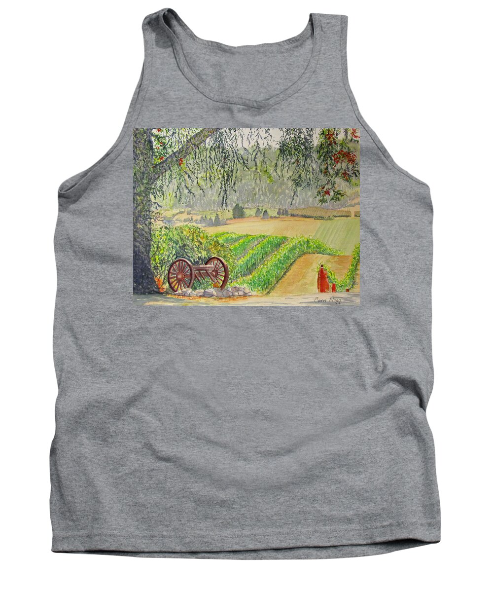 Winery Tank Top featuring the painting Willamette Valley Winery by Carol Flagg