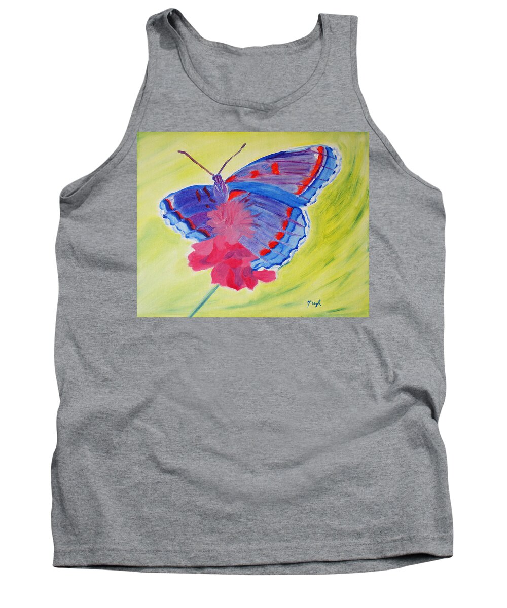 Butterfly Tank Top featuring the painting Winged Delight by Meryl Goudey