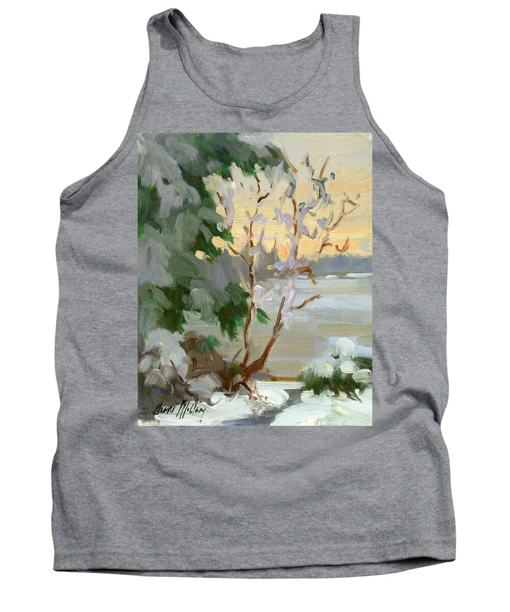 Winter Tank Top featuring the painting Winter at Martha Lake by Diane McClary