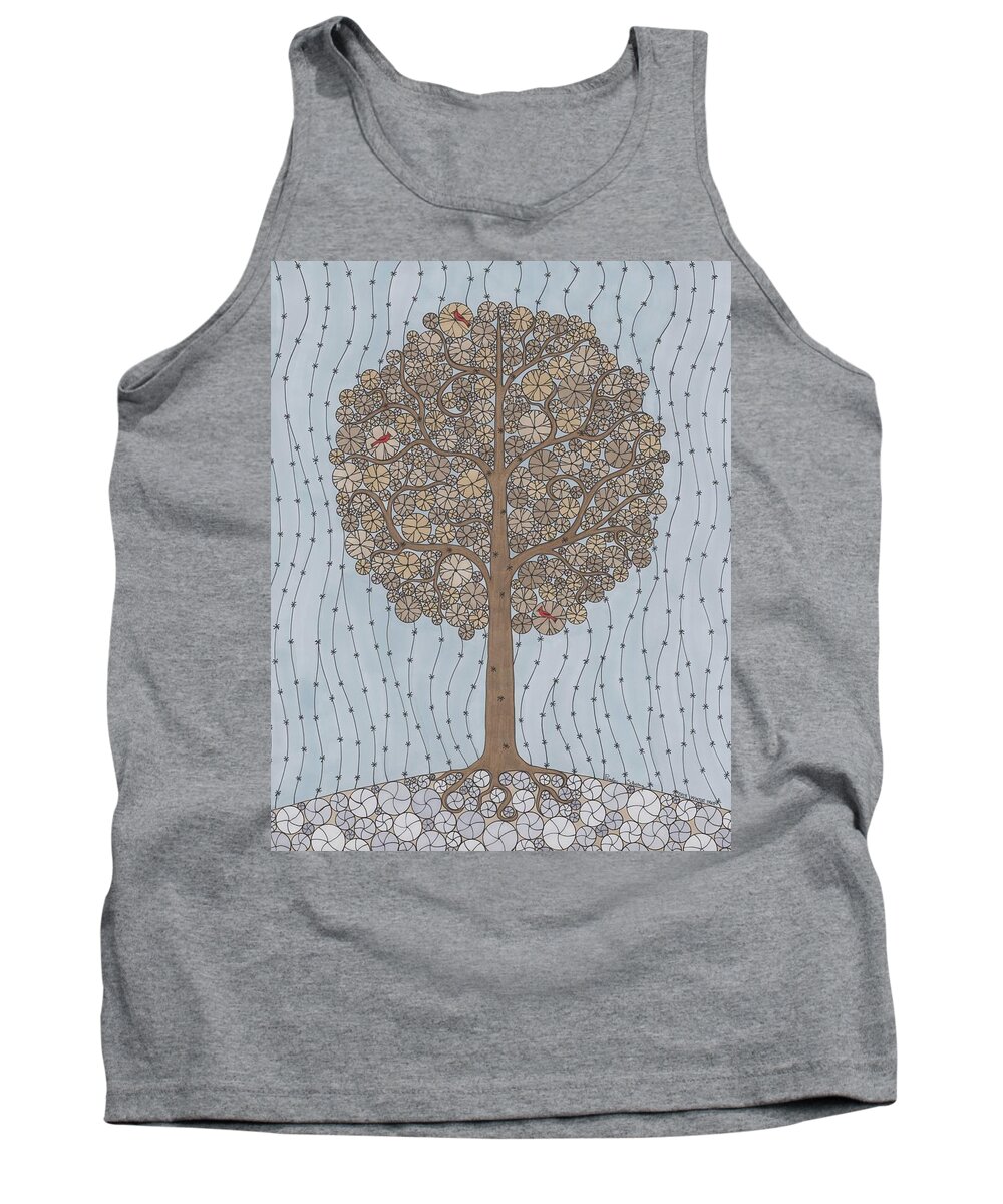 Winter Tank Top featuring the drawing Winter Tree by Pamela Schiermeyer