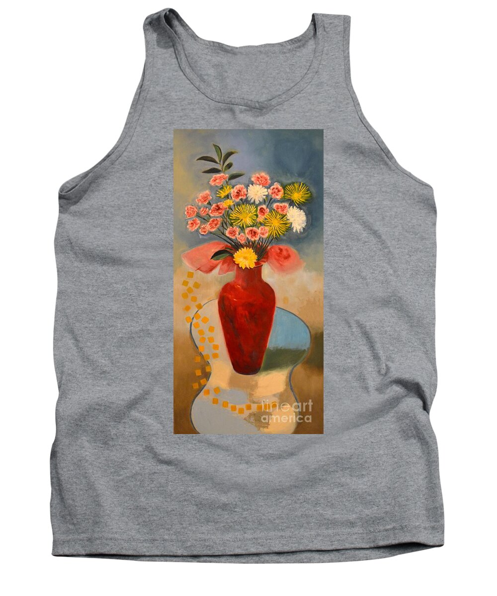Floral Tank Top featuring the painting Without Fret by Karen Francis